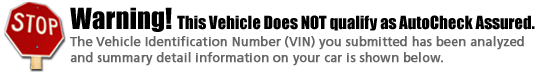 Sorry, This Vehicle Does Not Qualify as AutoCheck Assured
